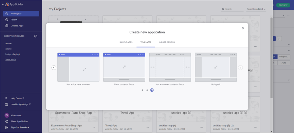 App Builder Lançamento com Aplicativo de Cópia, Novos Layouts de Aplicativos & Predefinições
