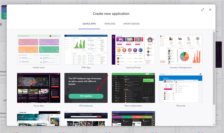 Create new application in App Builder