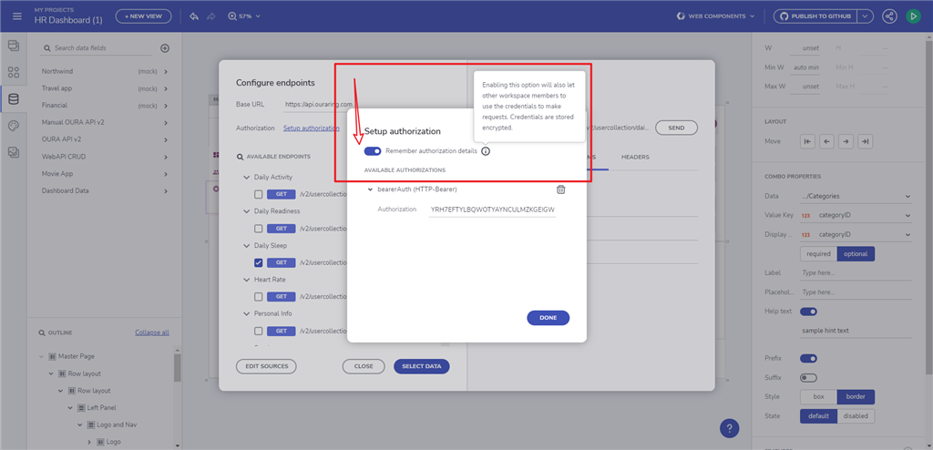 Detalles de datos simulados