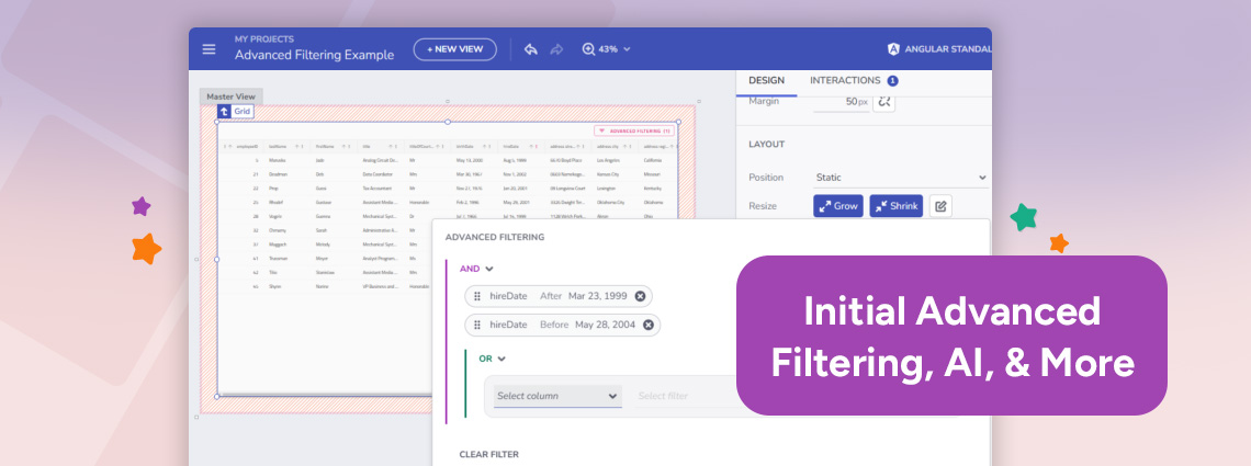 App Builder Release: Initial Advanced Filtering, New AI Chat UI, & Query Builder