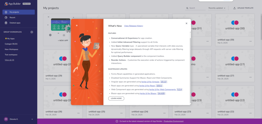App Builder Release: Initial Advanced Filtering, New AI Chat UI, & Query Builder