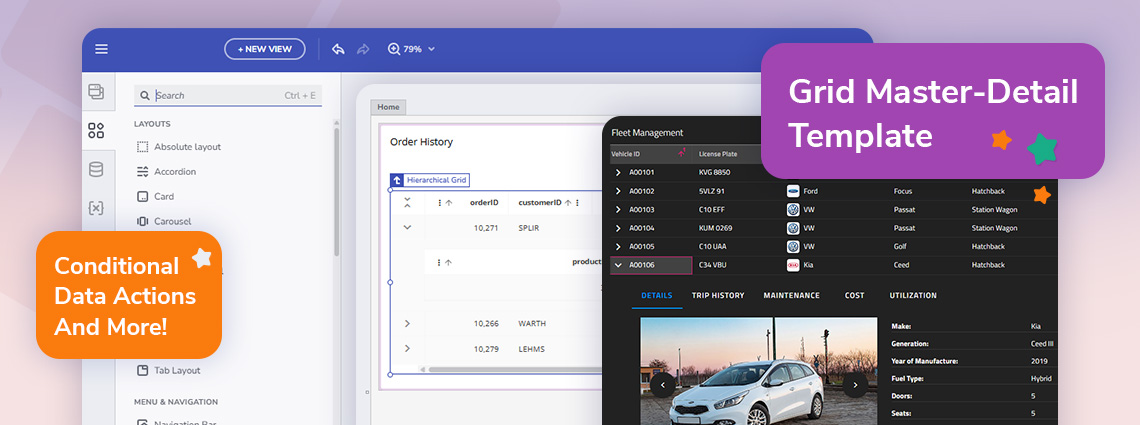 App Builder com ações de dados condicionais