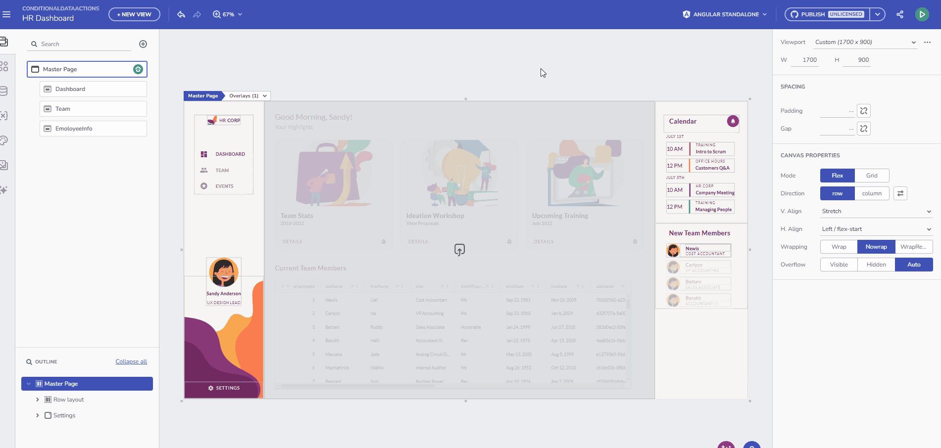 What's New: App Builder with Conditional Data Actions, Grid Master-Detail, & More Exemplo de Ações de Dados Condicionais