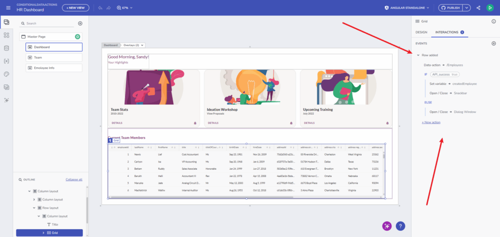 What's New: App Builder with Conditional Data Actions, Grid Master-Detail, & More Ações de dados condicionais