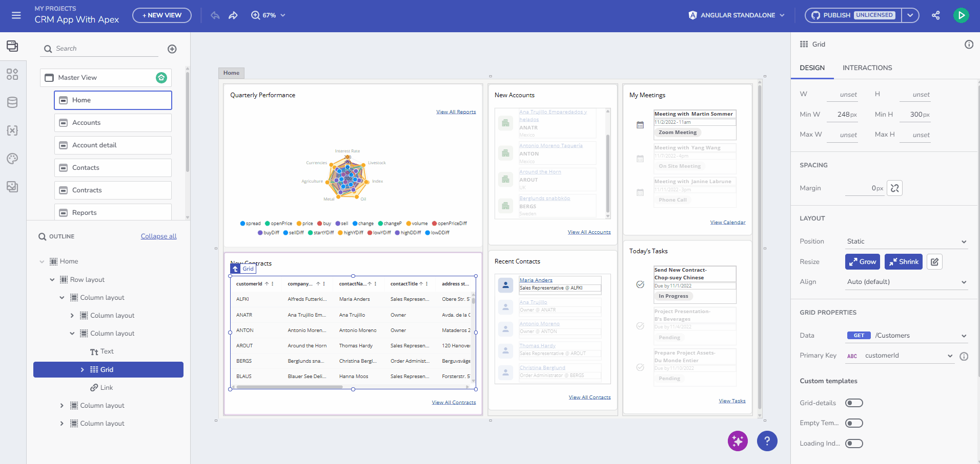 Template de grade vazia