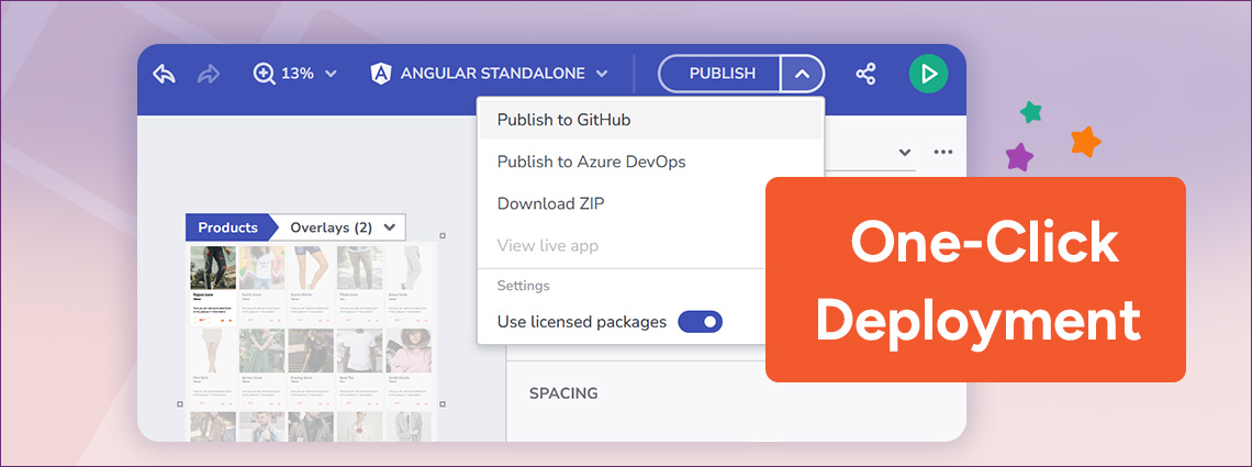 Implantação com um clique com App Builder