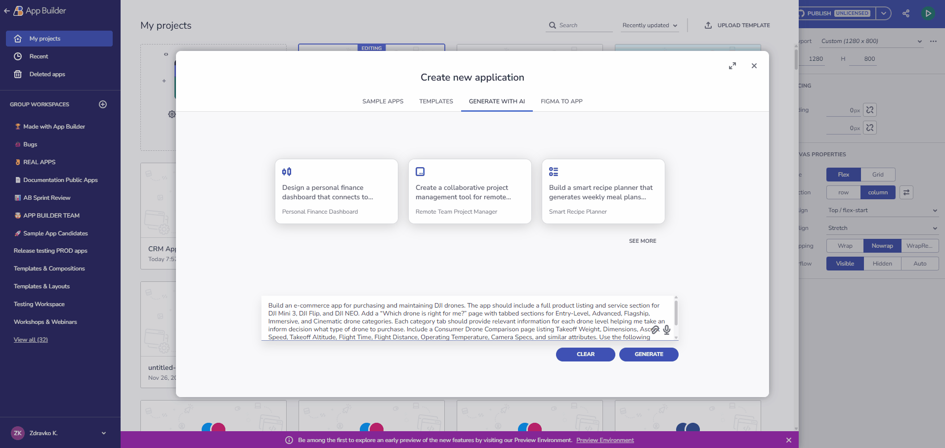 AI-powered app building