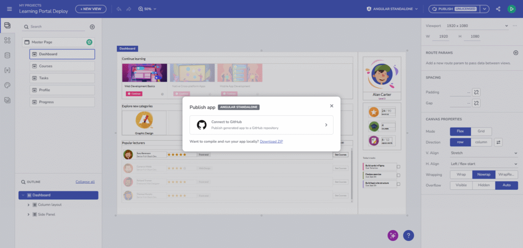 Implantação com um clique com App Builder